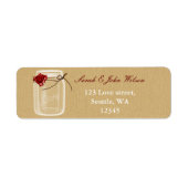 Burlap and Red Rose Mason Jar Returdress Label (Vorne)