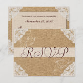 Burlap Antike White Lace Wedding RSVP Karte (Vorne/Hinten)