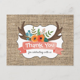 Burlap Antler Floral Baby Dusche Vielen Dank Postkarte