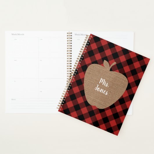 Burlap Apple Buffalo Kariert Teacher Planner Planer (Anzeige)