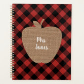 Burlap Apple Buffalo Kariert Teacher Planner Planer (Vorderseite)