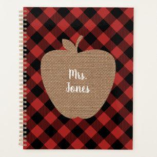 Burlap Apple Buffalo Kariert Teacher Planner Planer
