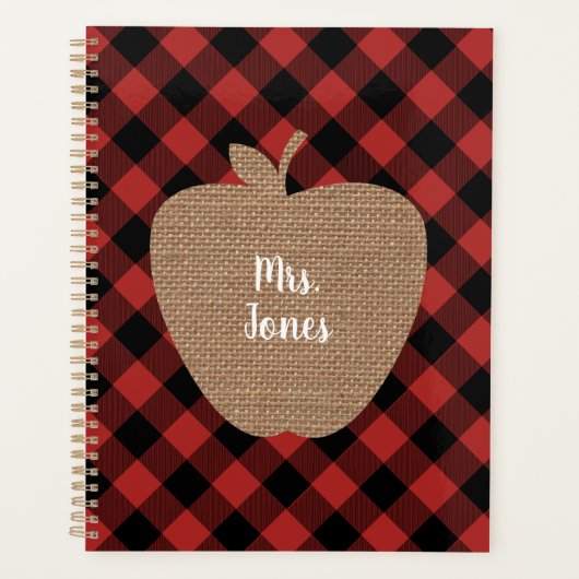 Burlap Apple Buffalo Kariert Teacher Planner Planer (Vorderseite)