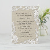 Burlap Baby Christening Einladung (Stehend Vorderseite)