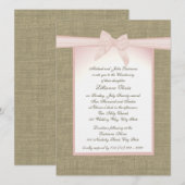 Burlap Baby Pink Christening Einladung (Vorne/Hinten)