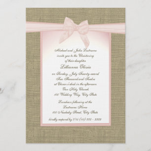 Burlap Baby Pink Christening Einladung