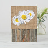 Burlap Barnwood Barbed Wire und Daisies laden ein Einladung (Stehend Vorderseite)