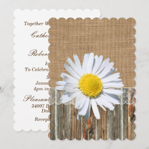 Burlap Barnwood Lace und Daisy Einladung