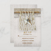 BURLAP BEACH WEDD RSVP CARDS (Vorne/Hinten)
