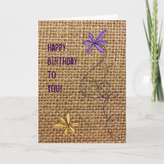 Burlap Birthday Karte (Vorderseite)