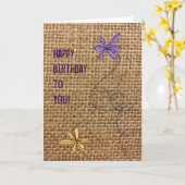Burlap Birthday Karte (Gelbe Blume)