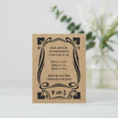 Burlap Black Art Deco Wedding Cards Einladung (Stehend Vorderseite)