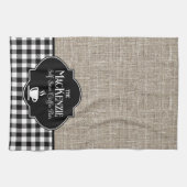 Burlap Black Buffalo Karo Personalisiert Geschirrtuch (Horizontal)