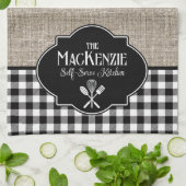 Burlap Black Buffalo Karo Personalisiert Geschirrtuch (Gefaltet)