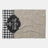 Burlap Black Buffalo Karo Personalisiert Geschirrtuch (Horizontal)