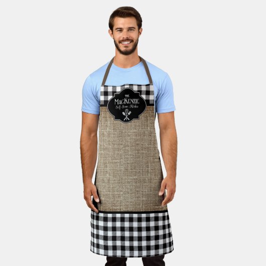Burlap Black Buffalo Karo Personalisiert Schürze (Getragen)