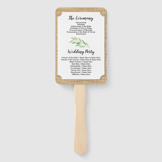 Burlap-Blätter Wreath-Hochzeit im Herbst-Programml Fächer (Rückseite)