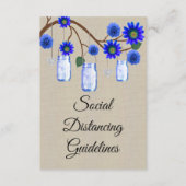 Burlap Blue Floral Mason Jar Sicherheitsmaßnahmen Begleitkarte (Vorderseite)