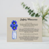 Burlap Blue Floral Mason Jar Sicherheitsmaßnahmen Begleitkarte (Stehend Vorderseite)