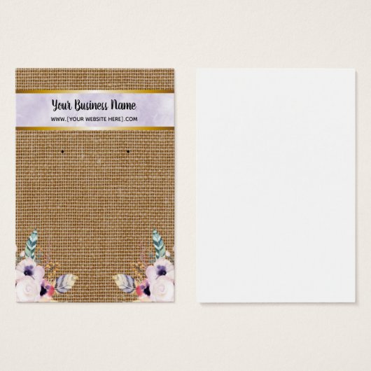 Burlap Blume Boho Earring Display Cards (Vorne & Hinten)