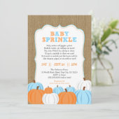 Burlap Boy Pumpkin Baby-Sprinkingeinladung Einladung (Stehend Vorderseite)