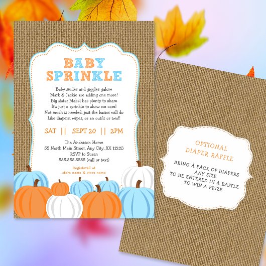 Burlap Boy Pumpkin Baby-Sprinkingeinladung Einladung