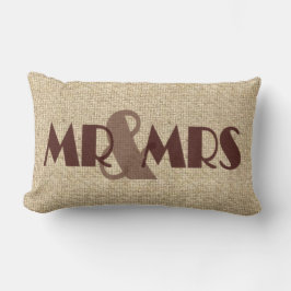 Burlap braun mr mrs Hochzeit dekoratives Kissen