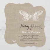 Burlap Butterfly Babydusche Einladung (Vorne/Hinten)