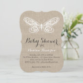 Burlap Butterfly Babydusche Einladung (Stehend Vorderseite)