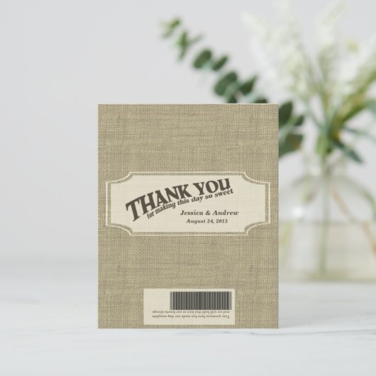 Burlap Candy Bar Wrapper Favor (Stehend Vorderseite)