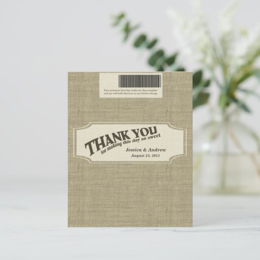 Burlap Candy Bar Wrapper Favor (Stehend Vorderseite)