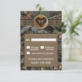 Burlap + Carved Heart Camouflage Wedding RSVP Card Karte (Stehend Vorderseite)