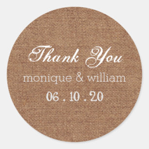 Burlap Chalk Blüh Wedding Danke Runder Aufkleber