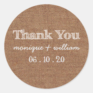 Burlap Chalk Rustic Wedding Vielen Dank Runder Aufkleber