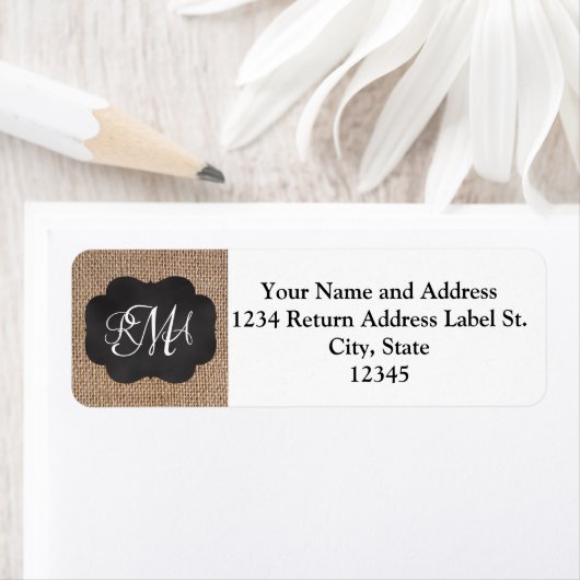 Burlap Chalkboard Look Triple Mit Monogramm Script (Insitu)