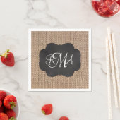 Burlap Chalkboard Look Triple Mit Monogramm Script Serviette (Beispiel)