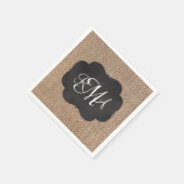 Burlap Chalkboard Look Triple Mit Monogramm Script Serviette (Ecke)