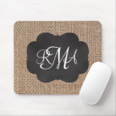 Burlap Chalkboard Look Triple Mit Monogramm Skript Mousepad (Mit Mouse)