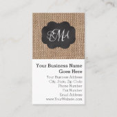Burlap Chalkboard Look Triple Mit Monogramm Skript Visitenkarte (Vorderseite)