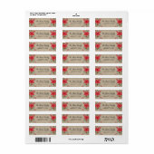 Burlap Christmas Poinsettia Holly Berry Label (Vorne)