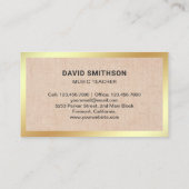 Burlap Classy Gitarre Musiklehrer Gitarrist Visitenkarte (Rückseite)