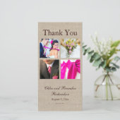 Burlap Collage Vielen Dank Fotokarte Dankeskarte (Stehend Vorderseite)