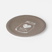 Burlap Country chic Maurer Glas Hochzeitsfeier Tel Pappteller (Schrägansicht)