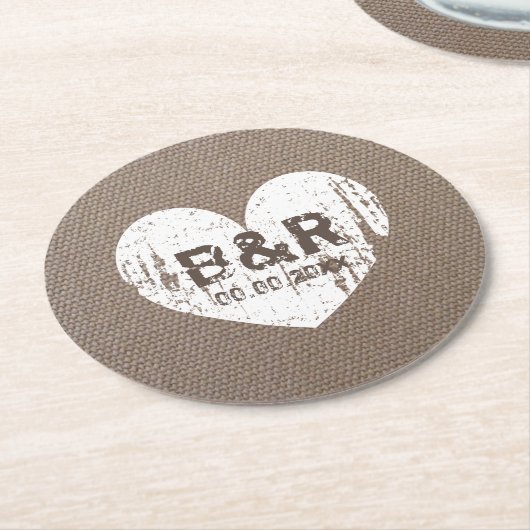 Burlap Country chic Monogramm Untersetzer für Hoch (Angewinkelt)