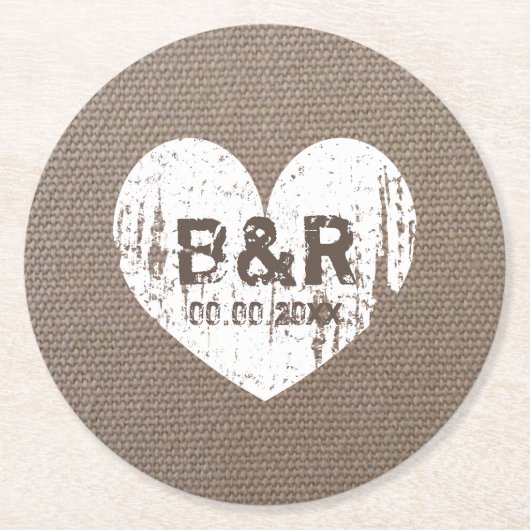 Burlap Country chic Monogramm Untersetzer für Hoch (Vorderseite)