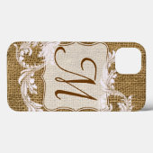 Burlap Country Lace Appli Girly Monogram IPAD Fall Case-Mate iPhone Hülle (Rückseite (Horizontal))