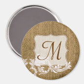 Burlap Country Lace Appliq Monogram Initial Magnet (Vorderseite/Rückseite)