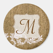 Burlap Country Lace Appliq Monogram Initial Magnet (Vorne)