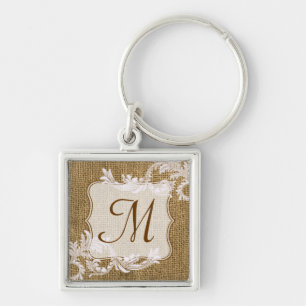 Burlap Country Lace Applique Rustic Fabr Schlüssel Schlüsselanhänger