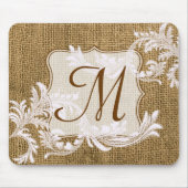 Burlap Country Lace Monogram Initial Mouse Pad Mousepad (Vorne)